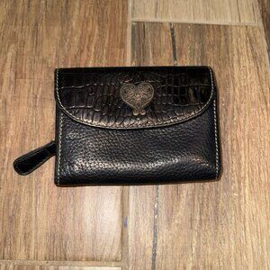 Brighton Convertible Croc Leather Minimalist Wallet